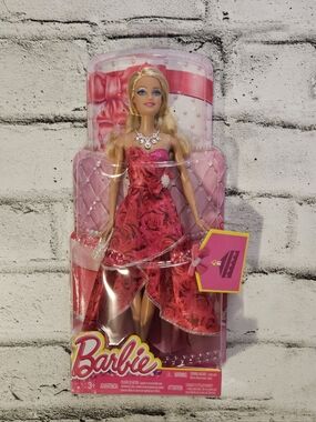 Barbie Birthday Celebration Doll Pink Dress Necklace NIB Gift